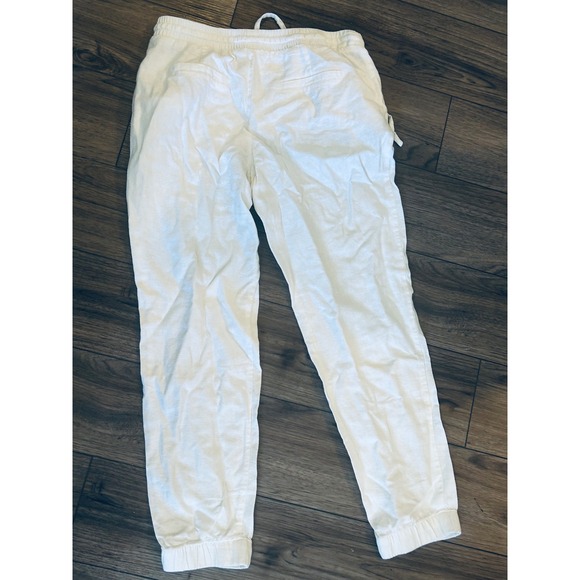 Love Tree Los Angeles White Linen Blend Jogger Pants Drawstring Size Small - Picture 3 of 5